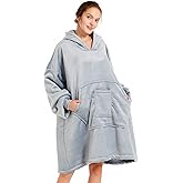 REDESS Blanket Hoodie Sweatshirt, Wearable Blanket Oversized Sherpa with Sleeves and Giant Pocket, Cozy Hoodie for Adult Kids