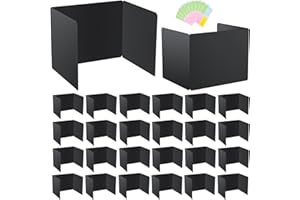 SMOVEELS 24-Pack Desk Dividers for Students, Plastic Privacy Shields Folders for Student Desks, Sturdy & Durable Testing Dividers for Classroom, Easy to Clean Classroom Privacy Folders School Supplies, Black
