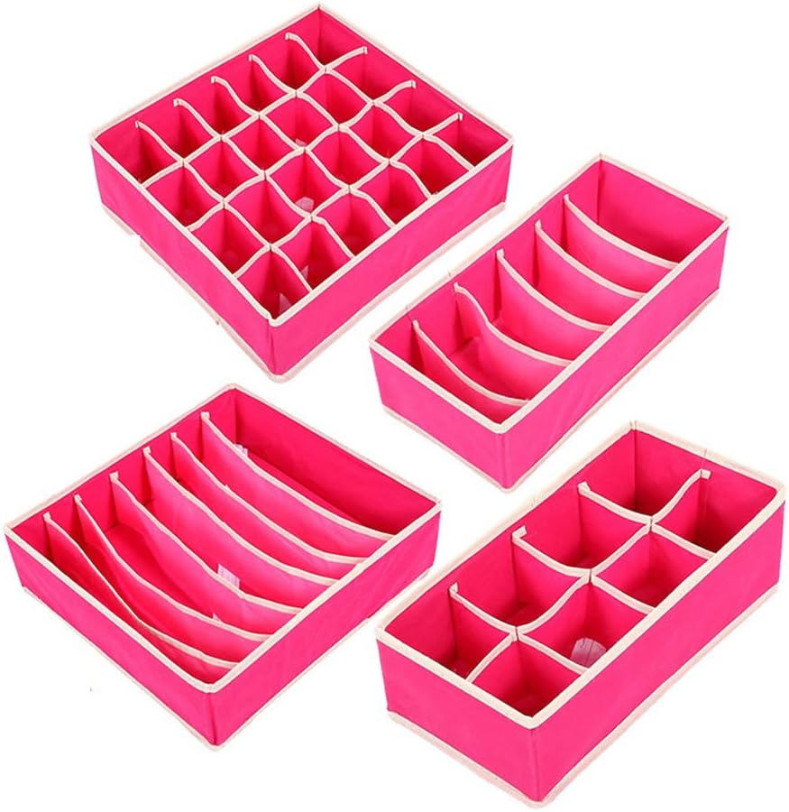 NJXM Plegable Armario De La Ropa Interior Organizador 4 Set Cajas De