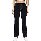 COZZIPLUS Women Velour Pant,Soft Velvet Sweatpant for Women, Straight Leg High Waist Velour Lounge Pant with Pockets
