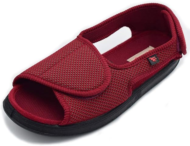 Amazon.com | Mei MACLEOD Women's Wide Width House Shoes with Adjustable Closure Open Toe House 
