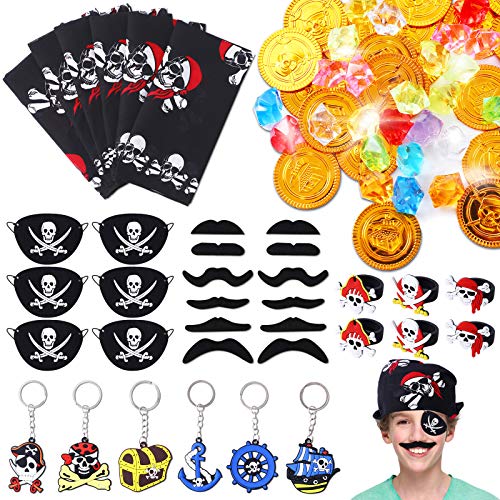 FORMIZON Piraten Zubehör Set, 86 Stück Kinder Piratenkapitän Augenklappe Piraten Bandana Schnurrbart Piraten Ringe…