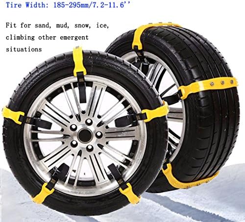Hiapix Snow Tire Chains Auto Car Security Antislip Tire Chain for Jeep Wrangler SUV Trucks Trailer RV Tire Width 185-295mm/7.2-11.6'' Set of 10PCS Orange
