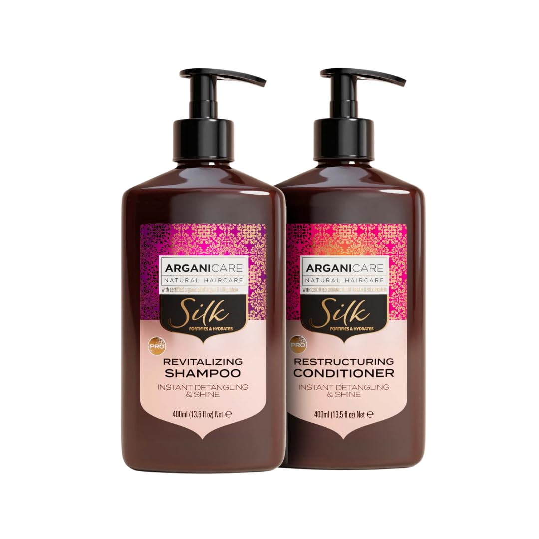 Arganicare Revitalising Shampoo and Conditioner Duo Set with Silk Protein (400ml x 400ml)