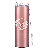 Personalized Tumbler Cup with Initials.Cup with Letter M 20oz Skinny Tumbler.Personalized Travel Monogram Letter Coffee Mug Gifts.Custom Initial Tumbler gifts for Women Birthday Christmas.