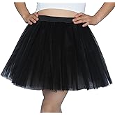 Women's Teen Adult Tutu Skirt Elastic 5-Layered Tulle Skirt Women Short Dance Ballet Dress Halloween Running Tutu