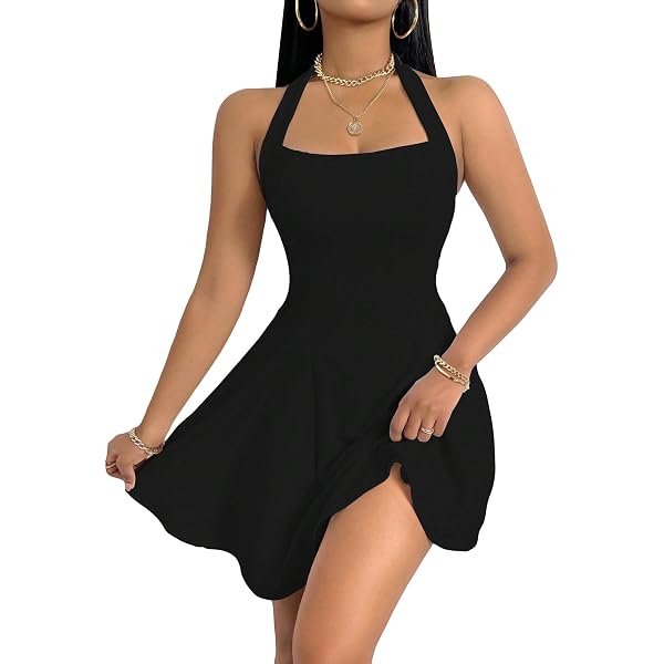 Jelly Brynn Women's Bandeau Skater Sundress Ruched Waist Flowy Mini Dress  (US, Alpha, Small, Regular, Regular, Black) at Amazon Women's Clothing store