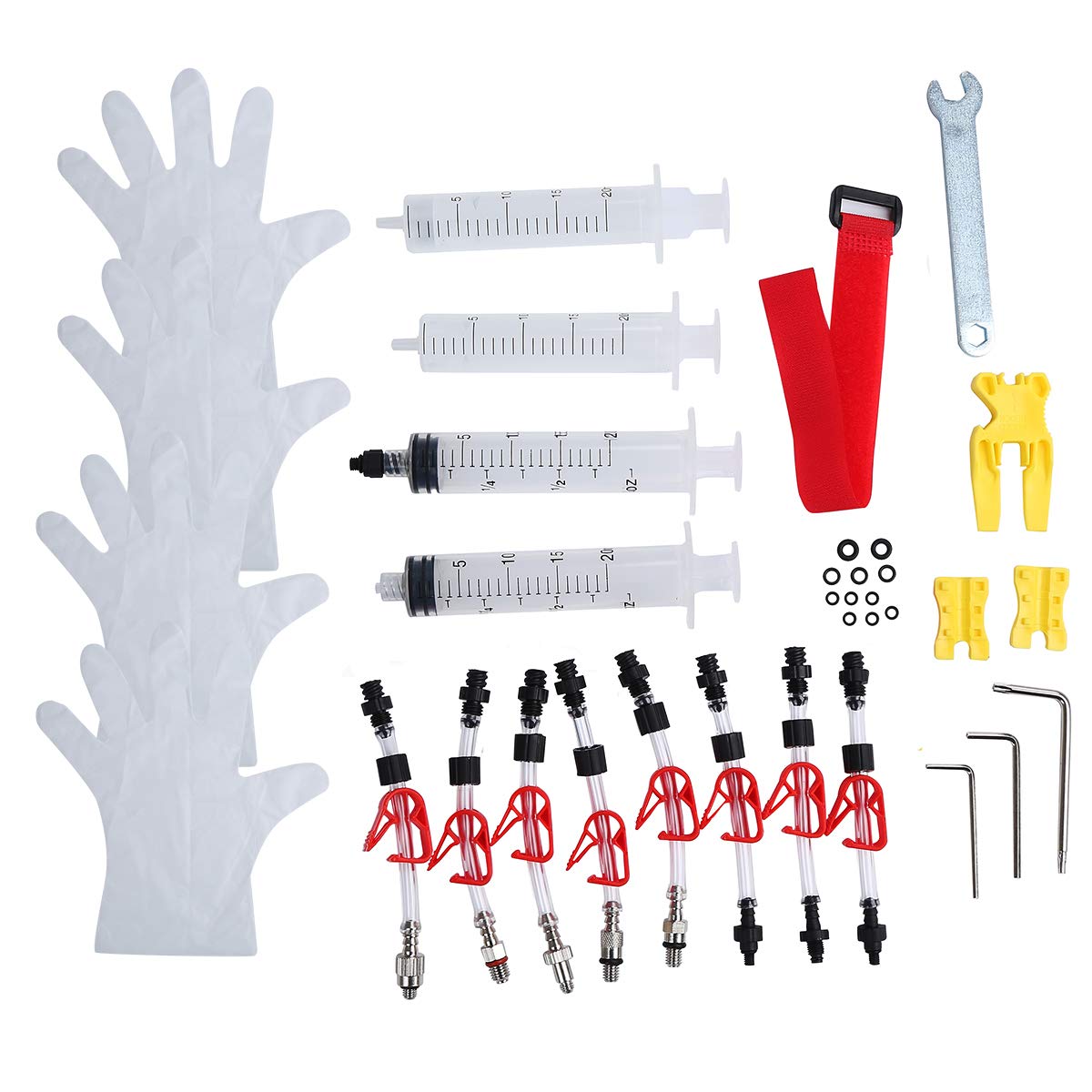TOPWAY Bicycle Hydraulic Disc Brake Bleed Kit for SHIMANO//TEKTRO/MAGURA/Louise Marta/SRAM Series, Outdoor Mountain Cycling Brake Mineral Oil Bleeder Kit Repair Tool