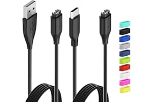 Hianjoo 2 Pack Charger Compatible with Garmin Fenix 7/7S/7X/6/6S/5S/5/5X/ Venu/Vivoactive/Forerunner, Replacement USB Cable +Type C Rapid Charging Stand +10Pcs Charger Port Protectors, 39in/100cm