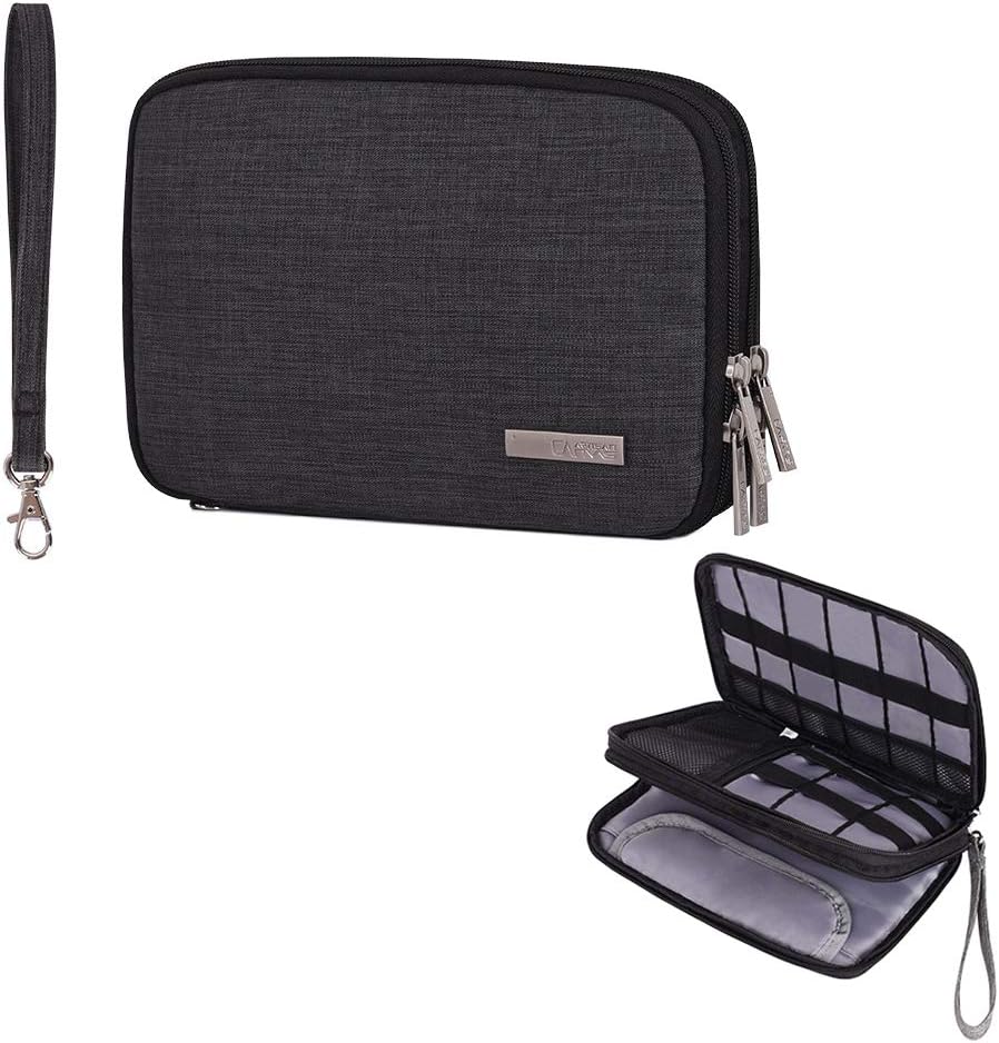 Double Layer Electronic Accessories Organizer, Travel Gadget Bag Compatible With 7.9'' IPad Mini, Cables, Chargers, Travel USB Chargers, Cellphones, SD Card Black