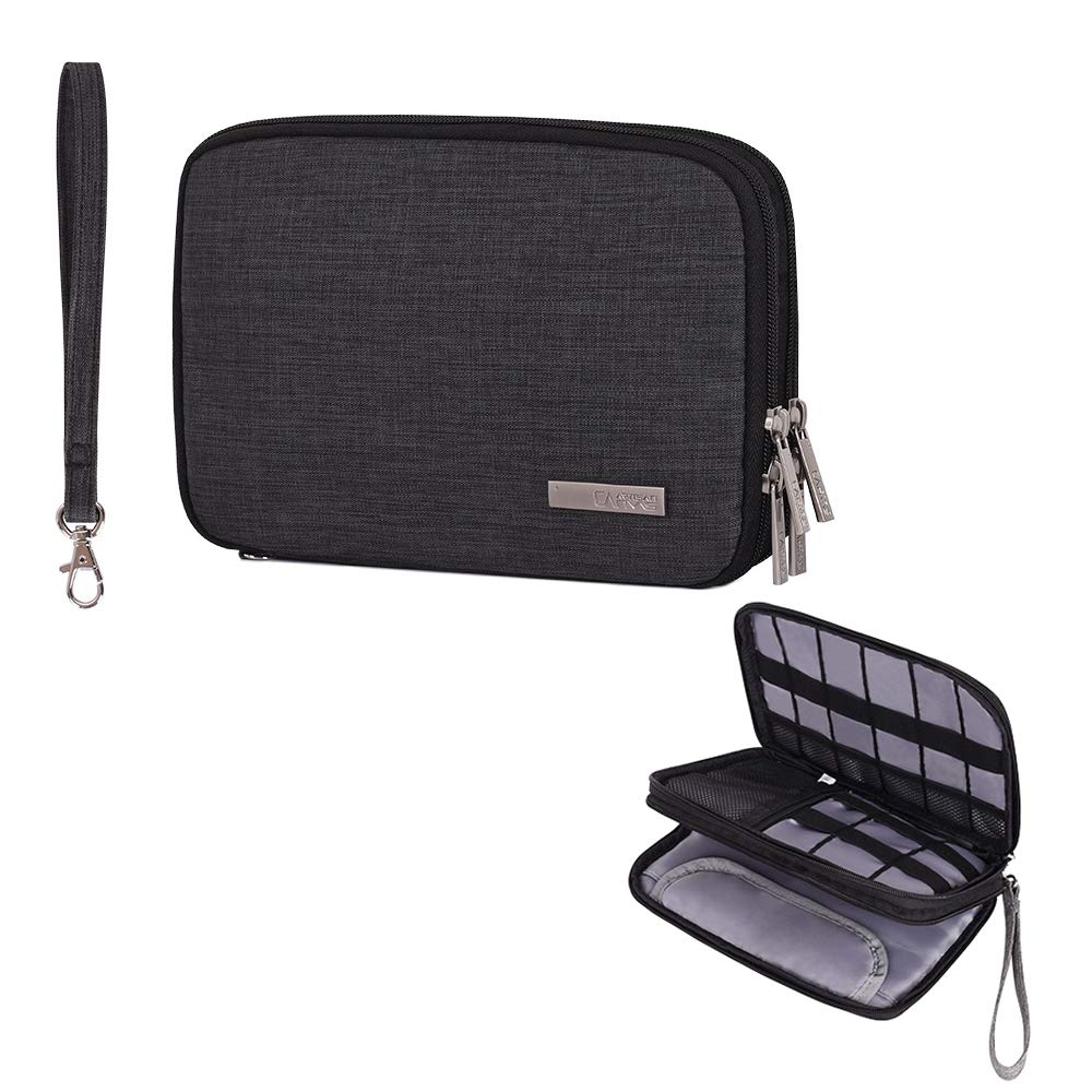 Double Layer Electronic Accessories Organizer, Travel Gadget Bag Compatible With 7.9'' IPad Mini, Cables, Chargers, Travel USB Chargers, Cellphones, SD Card Black