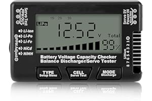 LCD Digital Battery Capacity Tester for LiPo NiMH, 8S Lithium Battery Analyzer with Voltage, RC Balance Discharger Tool, Cell