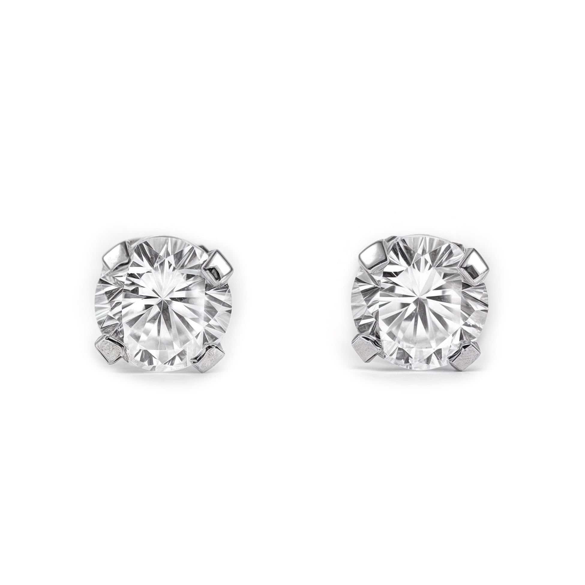 Mondepetit - 18ct White Gold Cubic Zirconia 4 mm Children's Baby Girls Earrings shine