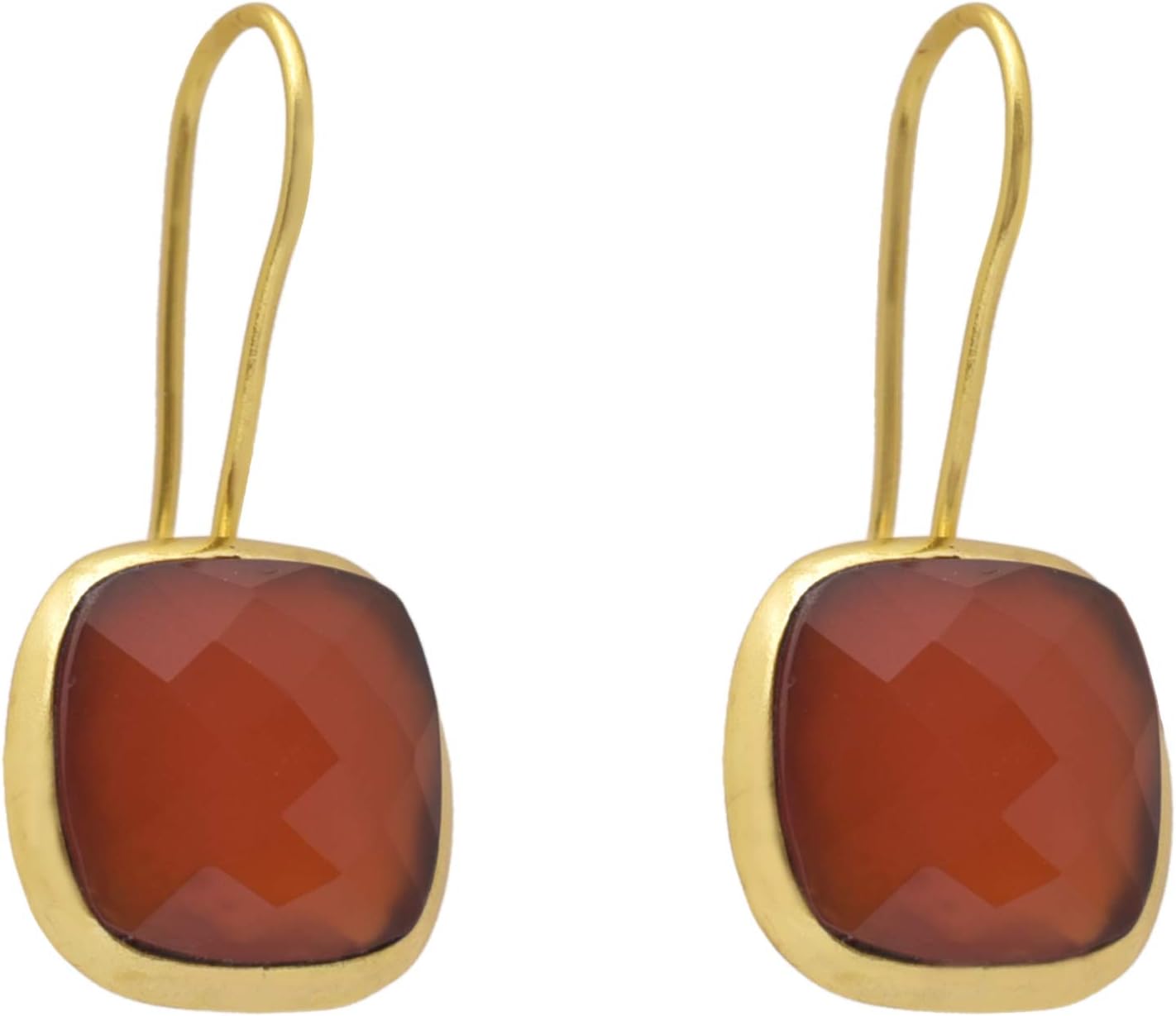 Red Onyx Gemstone Earring, Gold Plated Fixed Ear Wire Earring, Simple Earring Jewelry For Women And Girls