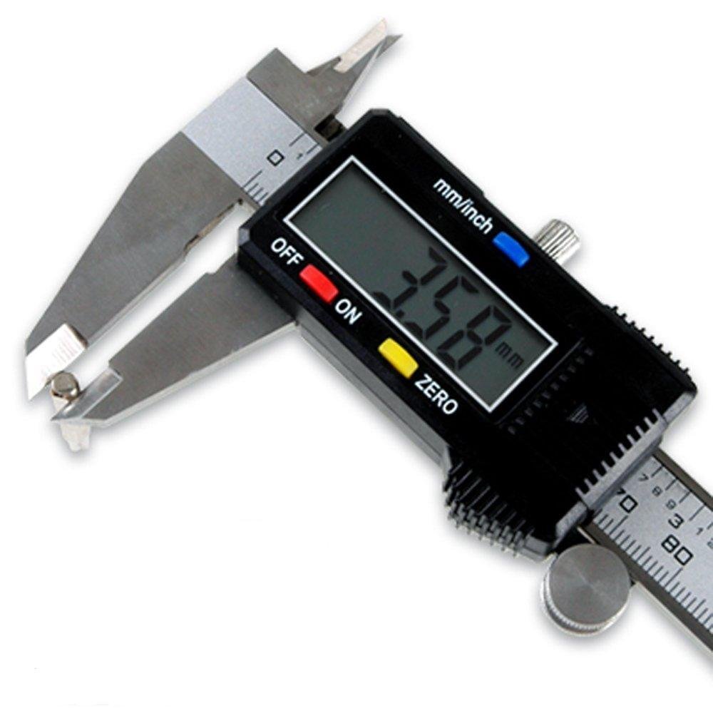 Electronic Digital Vernier Caliper, with Extra-Large LCD Screen and 200mm Fraction Conversion, Stainless Steel, IP54 Water Resistant