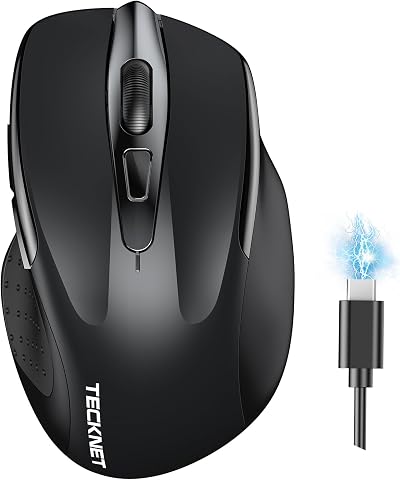 TECKNET Bluetooth Mouse Rechargeable Tri-Mode 4800DPI Silent 6 Button Black