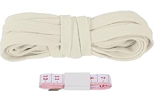 PATIKIL Flat Drawstring Cord 10mm x 5 Yd, Draw String Replacement Flat Rope Soft Cotton Hoodie String Cords Roll with Ruler f