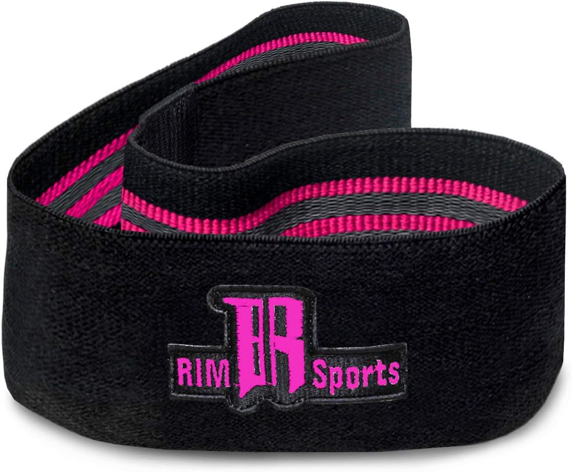 RIMSports Resistance Bands Hip Circle Best Resistance Bands for Legs and Butt - Ideal Exercise Bands For Booty - Premium Workout Bands For Hips & Glutes Exercises (Black With Pink)