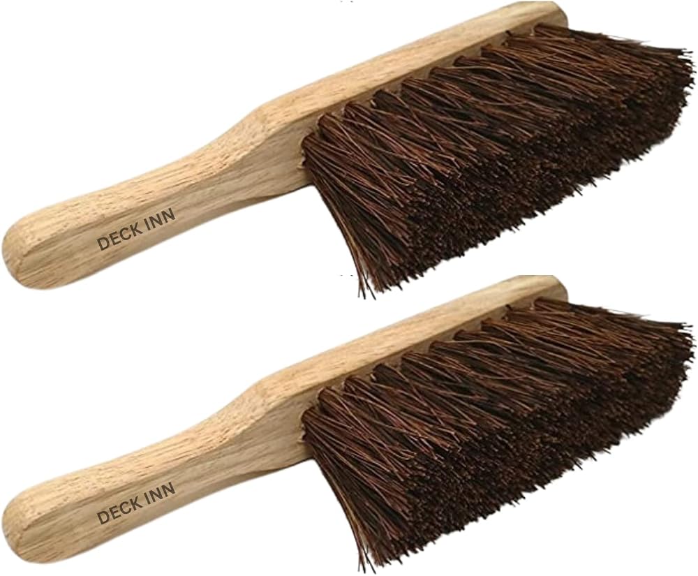 DECK INN Stiff Bassine Bristle Hand Brush Natural Wood 275mm Heavy Duty Scrub