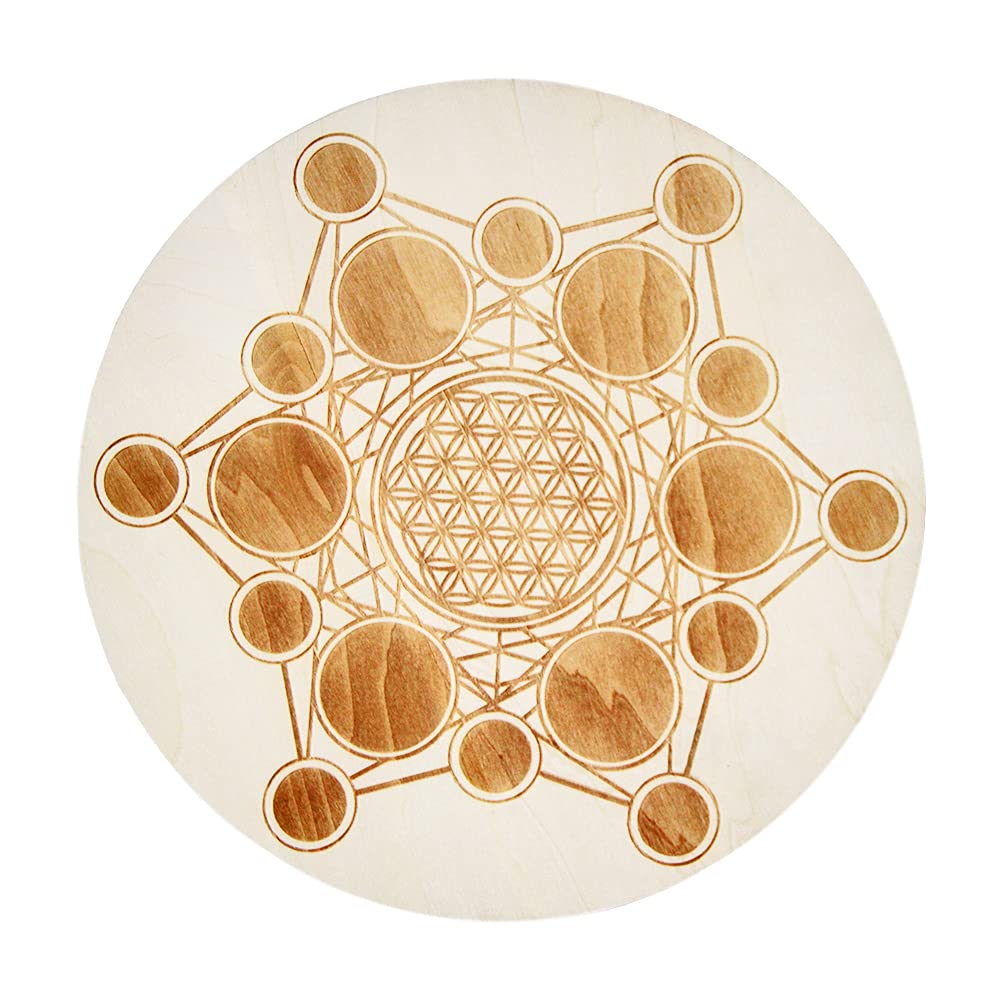Wood Crystal Grid Altar Chakra Crystal Healing Sacred Geometry Metatron's Cube Witchcraft (E) — image 1