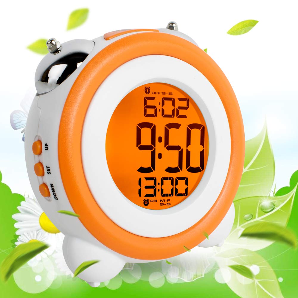 StayinBed Light Clock, Jinon Kids Alarm Clock，Double Bell Alarm Clock