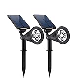 Solar Lights,URPOWER 2-in-1 Waterproof 4 LED Solar Spotlight Adjustable Wall Light Landscape Light Security Lighting Dark Sensing Auto On/Off for Patio Deck Yard Garden Driveway Pool Area(2 Pack)
