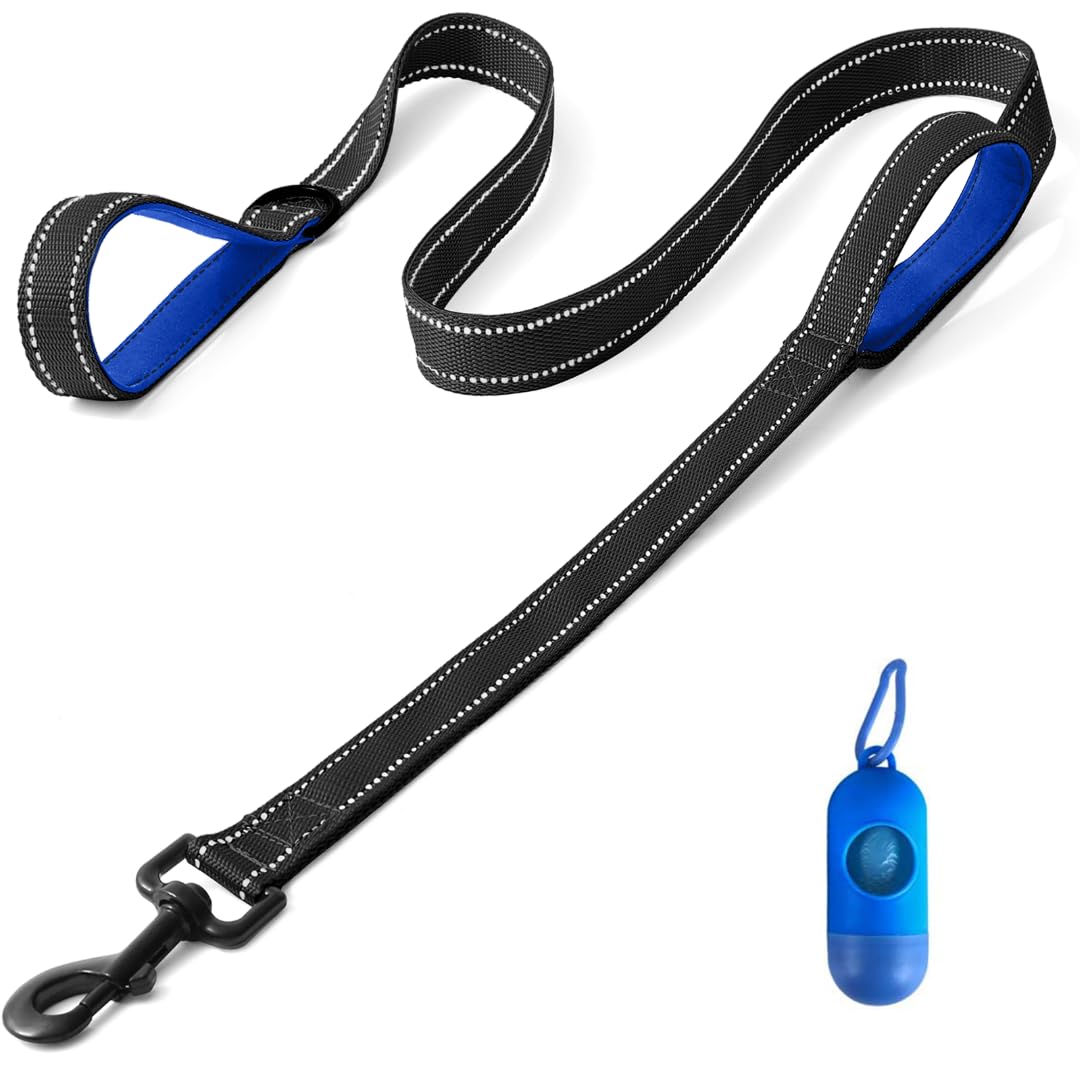Belababy Dog Training Leads with Soft Padded Handles, 1.5M Basic Dog Leashes with Trash Bag Storage Box, Reflective Heavy Duty Nylon Dog Leads for Small Medium Large Dogs