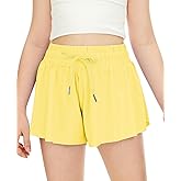 QooNoo Girls Butterfly Shorts with Pocket Flowy Athletic Shorts High Waist Preppy Running Shorts for Kids Teen