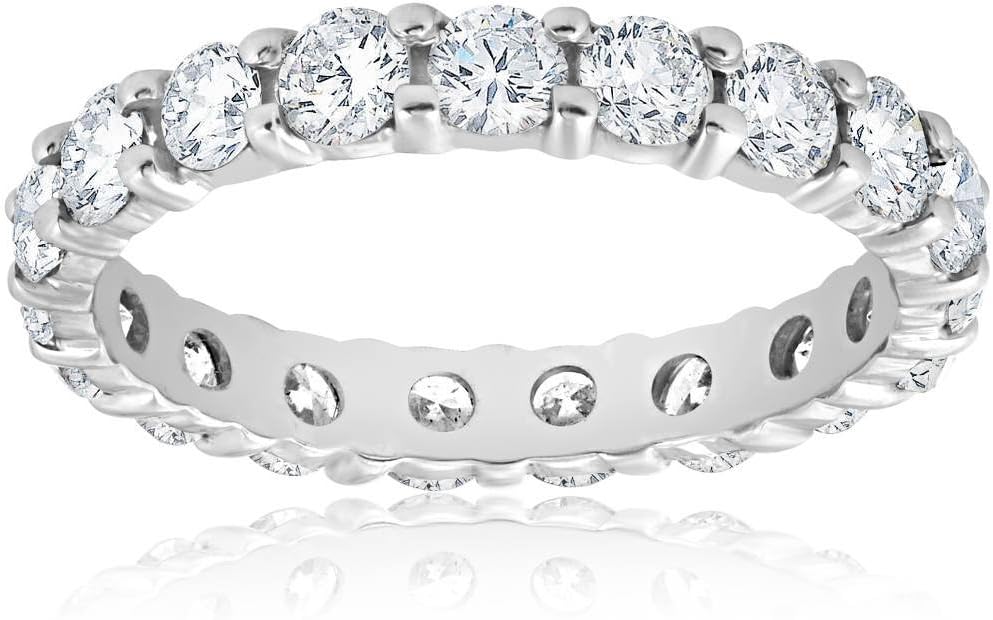Diamond Eternity Ring 2 Carat Womens Stackable Wedding Band 14K White Gold