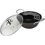 Homoyoyo 1 Set Fry Pan Frying Pot Deep Fryers for The Home with Basket Fryer Pot with Oil Drainer Temperature Control Fryer E