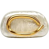 Bowasin Gold Clutch Purses for Women Formal,Marble Acrylic Women's Evening Handbags Purse,Trendy Metal Handle Evening Purse,Clutch Bag 2025 for Wedding Party Causal