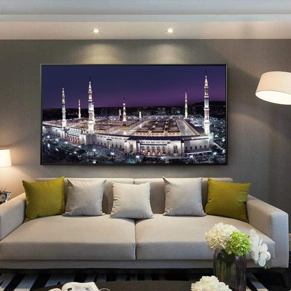 Great Mosque of Mecca Canvas Art Paintings for Home Decor Islamic Holy Land Landscape Wall Posters Muslim Decorative Pictures- 60x120cm no Frame
