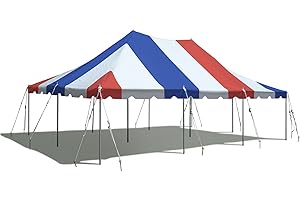 Party Tents Direct 20'x30' Weekender Canopy Pole Tent - Easy Up Canopy Tent with 120 Person Capacity - Outdoor Canopies for Parties, Weddings, & Events (Red White and Blue Top)