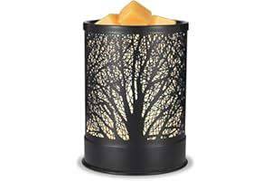 nawaza Metal Wax Melts Warmer, 2-in-1 Electric Scented Candle Wax Melter and Cubes, Aromatherapy Essential Oil Burner for Home Décor Office and Bedroom, with LED Light (Black Tree)
