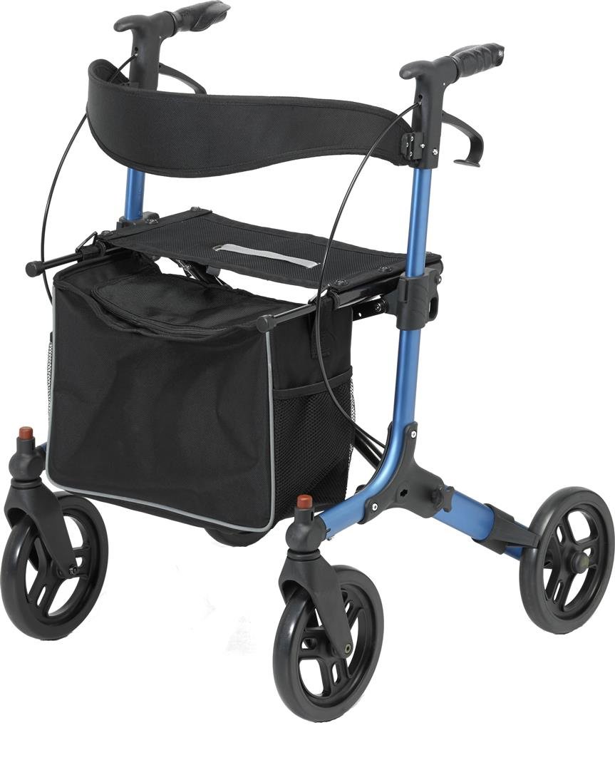 Days Pulse Rollator, Mobility Aid for Walking, With Storage Bag, Strong, Sturdy and Lightweight Aluminium, Blue