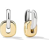NOKMIT Chunky Hoop Earrings for Women, Trendy 14K Gold Silver Tone Bold Geometric Paperclip Link Earrings, High Polish Hypoallergenic Statement Jewelry Gifts