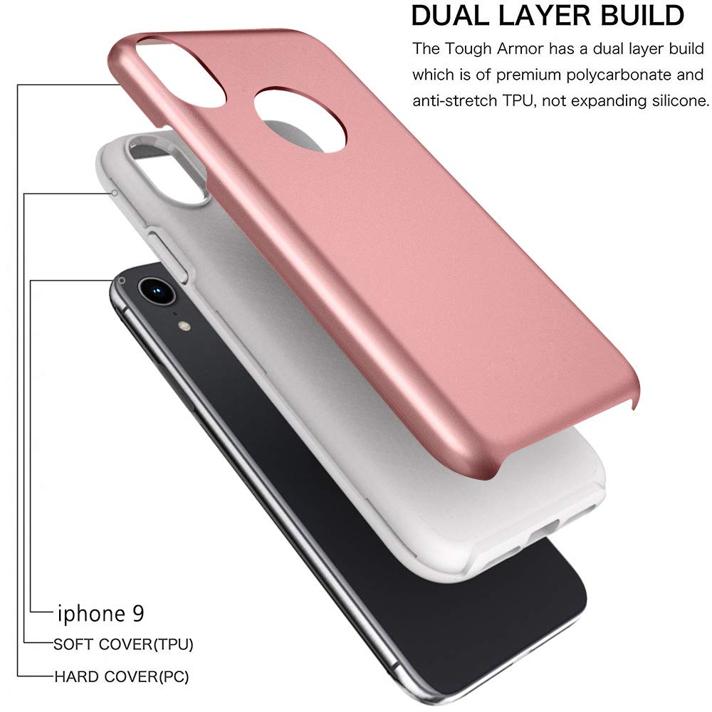 iPhone 2018 Case, 6.1 Inch, Androgate [Pearl Series] Hybrid Matte Protective Back Cover Bumper Case for Apple iPhone 2018 6.1’’, Pink Gold