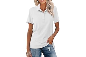 TICTICMISS Womens Polo Shirts Short Sleeve Button Lapel Collared Summer Tops Business Casual Basic Tees