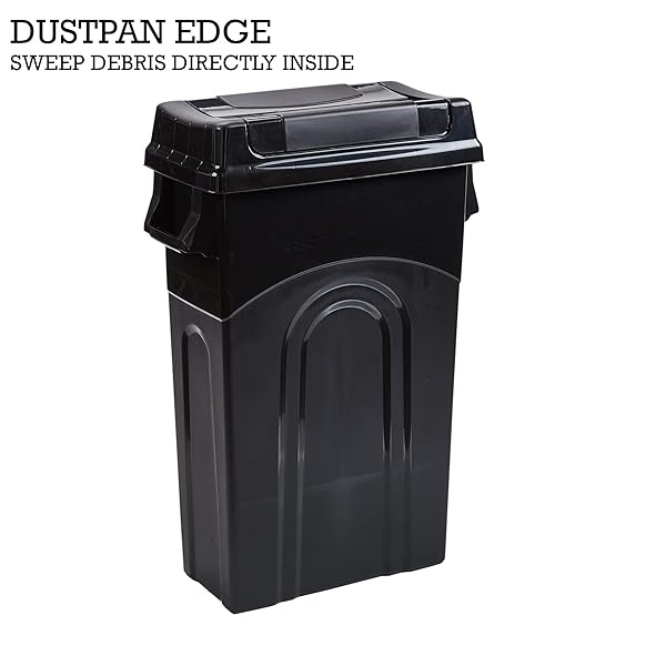 UNITED SOLUTIONS HIGHBOY WASTE CONTAINER WITH SWING LID, 23 GALLON, SPACE SAVING SLIM PROFILE AND SIMPLE BAG REMOVAL, HANDLES FOR EASY CARRYING, INDOOR/OUTDOOR USE, PLASTIC, BLACK, 1-PACK.