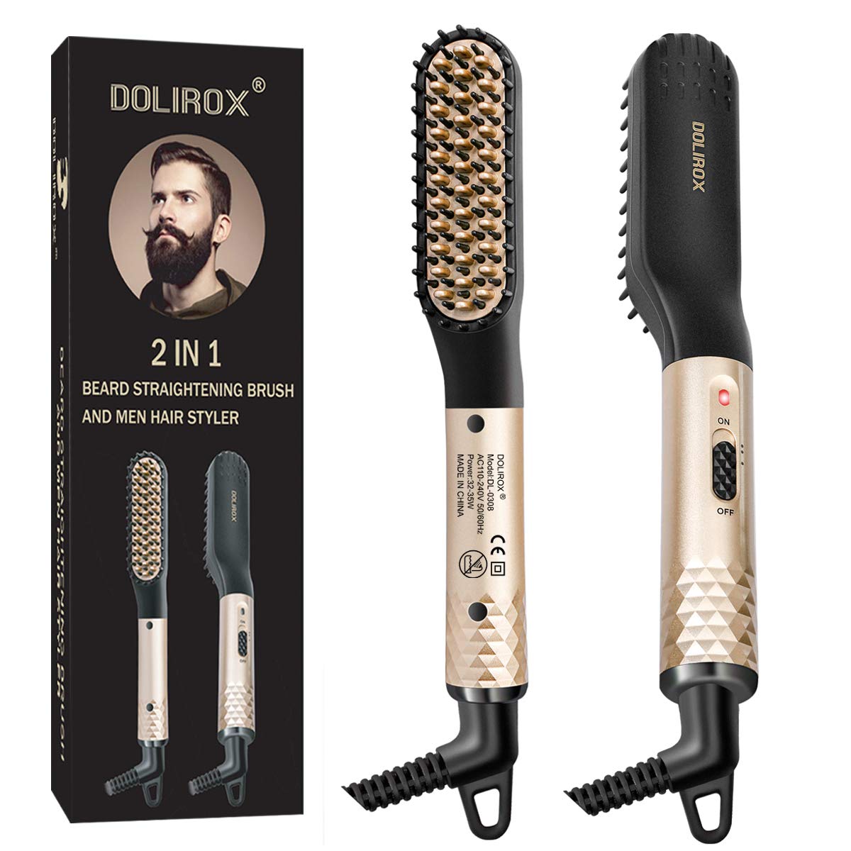 Beard Straightener for men, Multifunctional Hair Styler Electric Hot Comb and Beard Straightening Brush Hair Straightening Comb with Dual Voltage 110-240V Great for Travel & Mens Stocking Stuffers