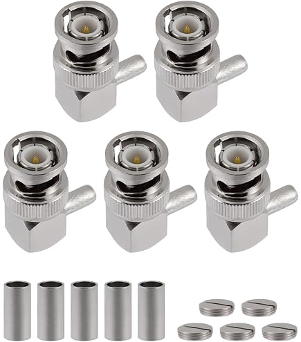 5 Connettori BNC Maschio Per Crimpatura, Compatibili Con Cavi Rg58 Rg142 Rg400 Lmr195 Venditore Usa