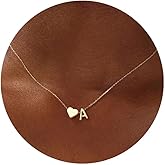 Turandoss Heart Initial Necklace for Women Teen Girls - 18K Gold Plated Letter A-Z Pendant Necklace Dainty Heart Necklaces Tiny Initial Necklaces Birthday Gifts for Women Jewelry