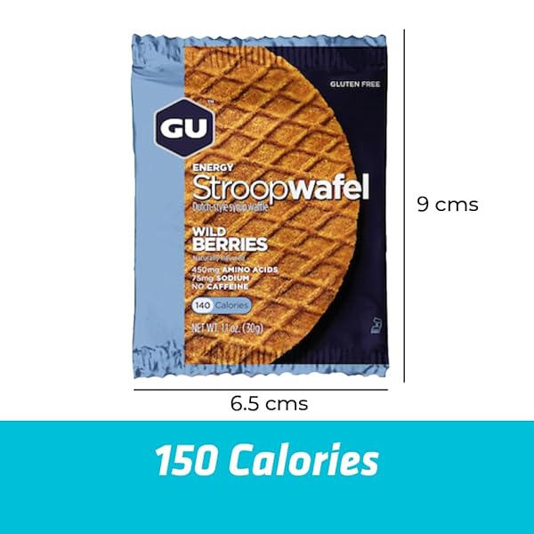 GU ENERGY STROOPWAFEL WILD BERRY SPORTS NUTRITION WAFFLE, CAFFEINE-FREE, GLUTEN-FREE, AND KOSHER DAIRY ON-THE-GO ENERGY FOR ANY WORKOUT, 16 COUNT