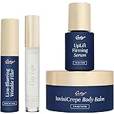 City Beauty Full Body Skincare Solution Set - The Hit List - Line-blurring Wrinkle Filler .25 fl oz, City Lips Plumping Gloss .16 fl oz, Invisicrepe Body Balm 5 fl oz, and UpLift Firming Serum 1 fl oz