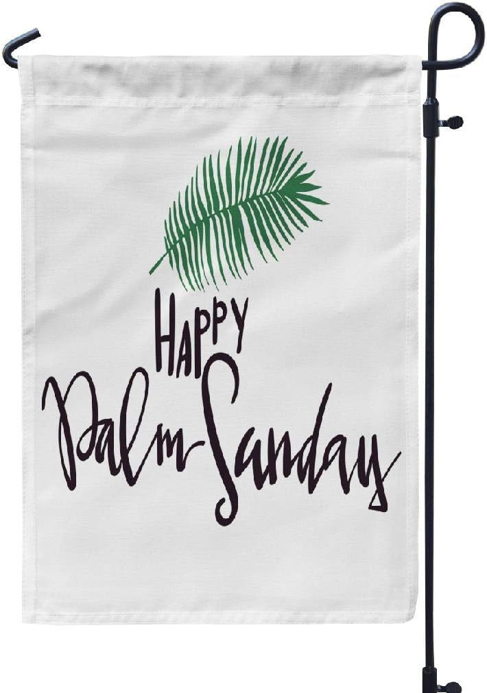 Geericy Sunshine Art Garden Flag, Happy Palm Sunday Celebration with Lettering and Leaf Garden Flag Double Sided 12X18 Inch Decorative Garden Outdoor,Happy Palm Sunday