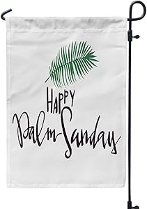 Geericy Sunshine Art Garden Flag, Happy Palm Sunday Celebration with Lettering and Leaf Garden Flag Double Sided 12X18 Inch Decorative Garden Outdoor,Happy Palm Sunday