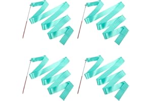 HiUnicorn 4PCS Mint Green Dance Ribbons, Teal Party Favors for Kids Rhythmic Gymnastics Birthday Party Decoration, Kids Circus Carnival Ribbon Dancer Wands, Twirling Ribbon Streamers