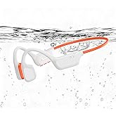 Bone Conduction Headphones, IPX8 Waterproof Swimming Headphones, Open Ear Headphones with MP3 Mode 32GB Memory Up to 12 Hours Playtime, Bluetooth 6.0 Earbuds Secure Fit for Running and Fitness, Orange