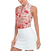 Soneven Women's Sleeveless Printed Polo Golf Shirts Quick Dry V-Neck Lightweight Tennis Tank Tops, 50+ UV Protection