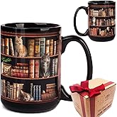 Library Bookshelf Mug Gift for Book Lover Women, Bookworm Cup, Bookish Mug Gifts for Book Lovers, Birthday Gifts for Readers Librarians Bookworms Friend Teen, Book Marks Gifts for Reading Boys Girl